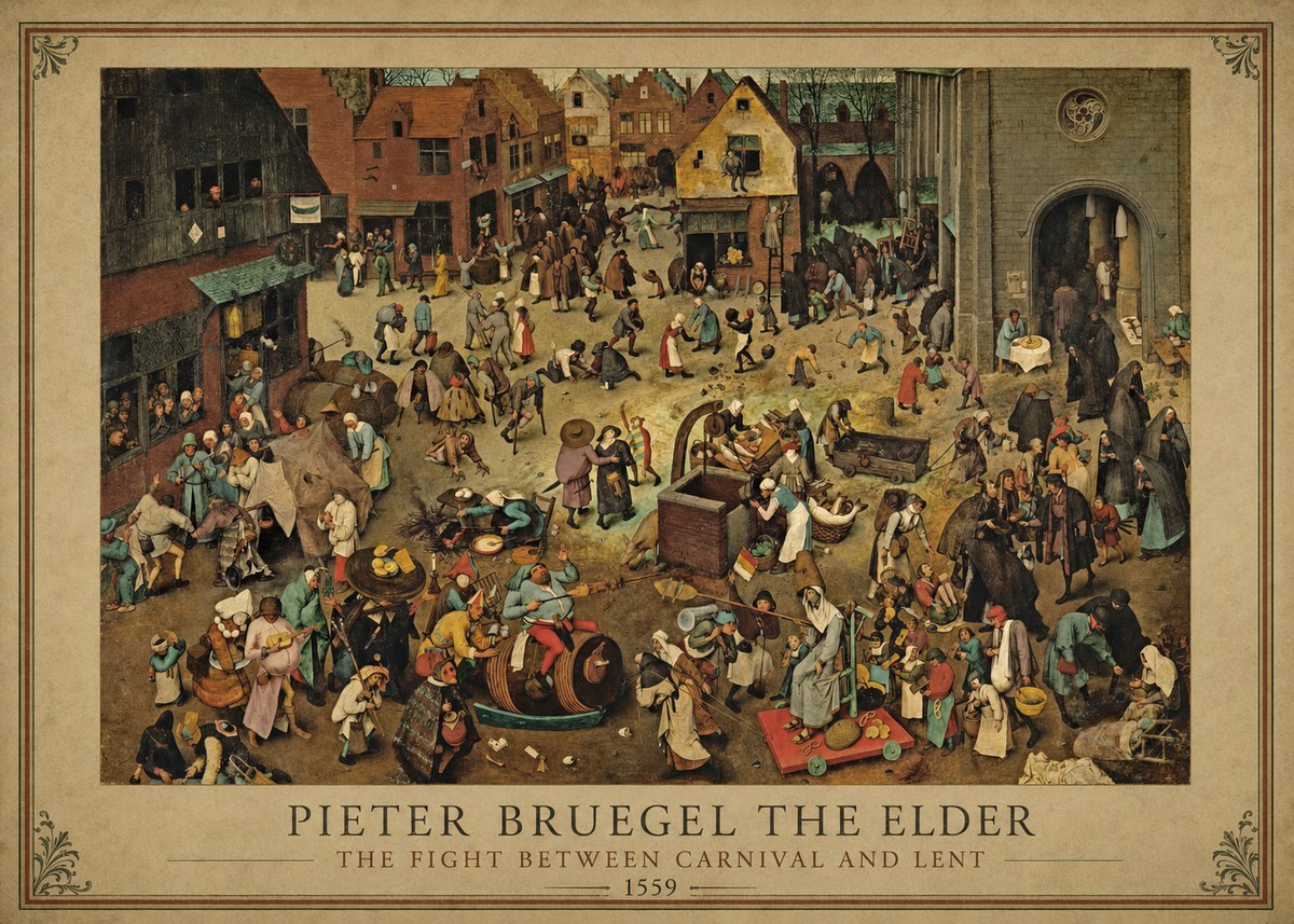 Pieter Bruegel The Fight Between Carnival and Lent I No1 - Juliste