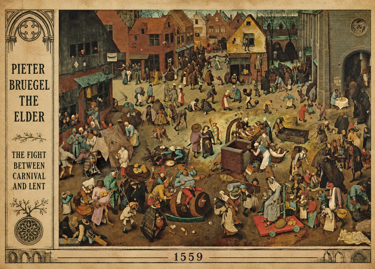 Pieter Bruegel The Fight Between Carnival and Lent I No2 - Juliste