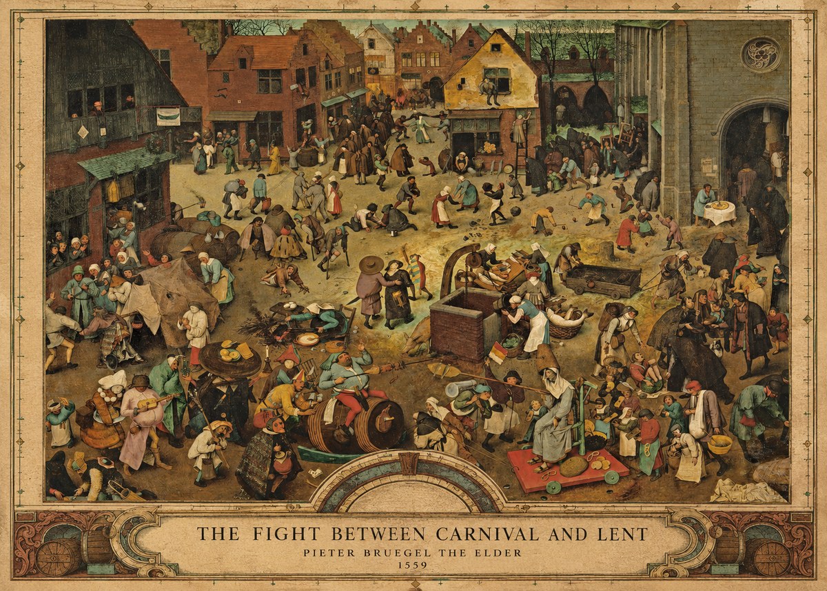 Pieter Bruegel The Fight Between Carnival and Lent I No3 - Juliste