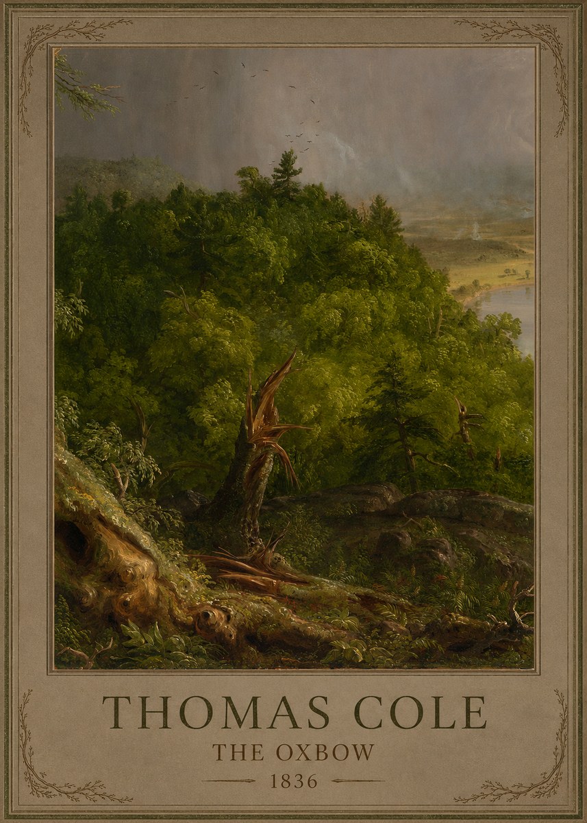 Thomas Cole View from Mount Holyoke, Northampton, Massachusetts, After a Thunderstorm—the Oxbow I No2 - Juliste