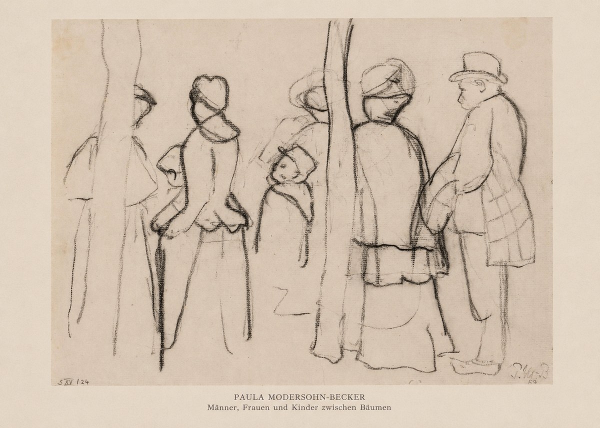 Paula Modersohn-Becker Männer, Frauen Und Kinder Zwischen Bäumen No6 - Juliste