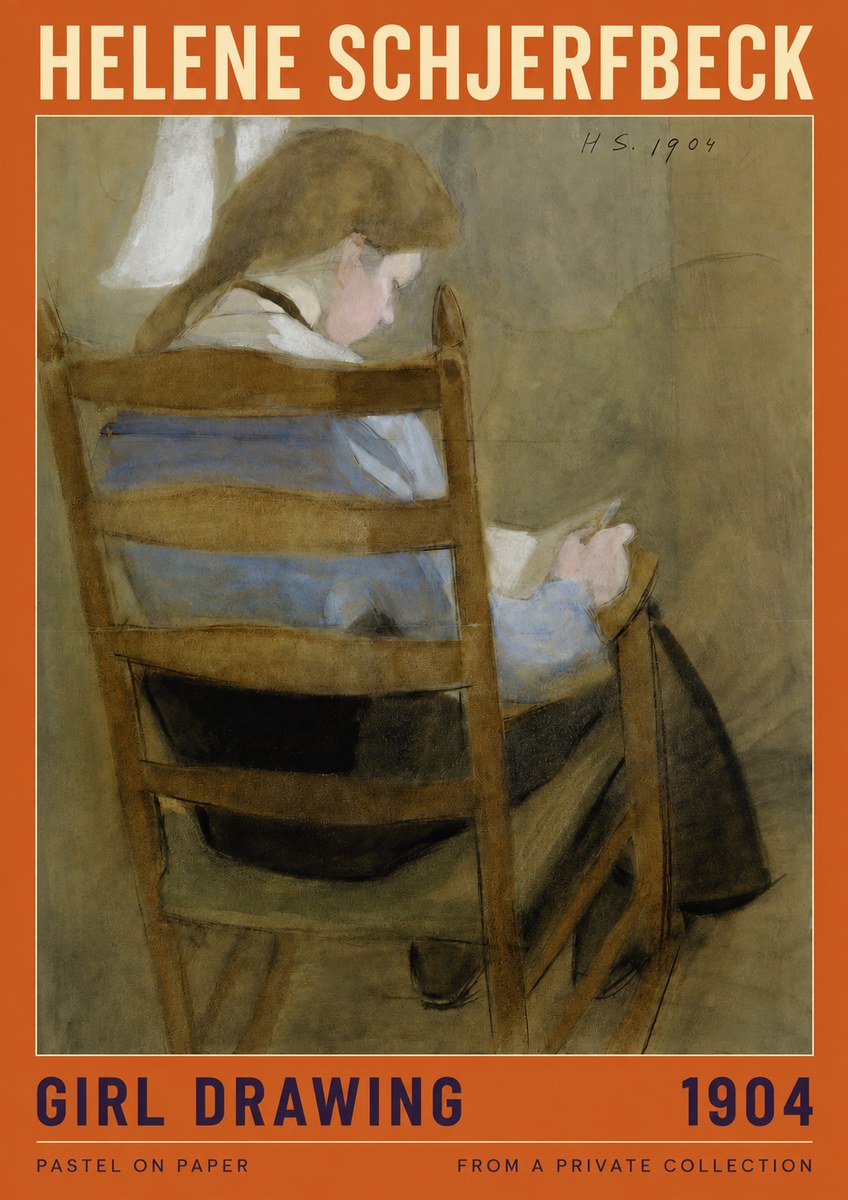 Helene Schjerfbeck Girl Drawing No2 - Juliste