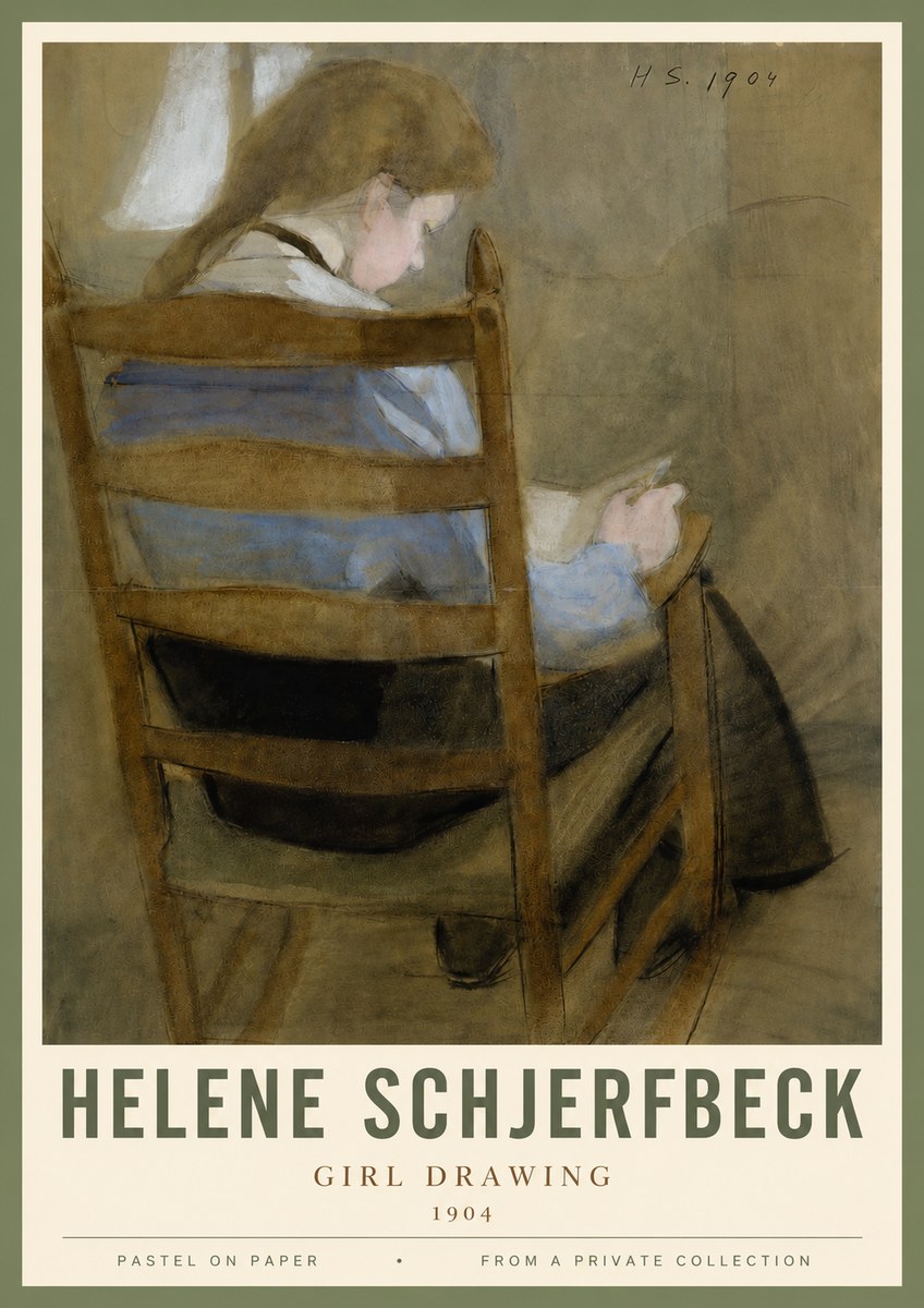 Helene Schjerfbeck Girl Drawing No3 - Juliste