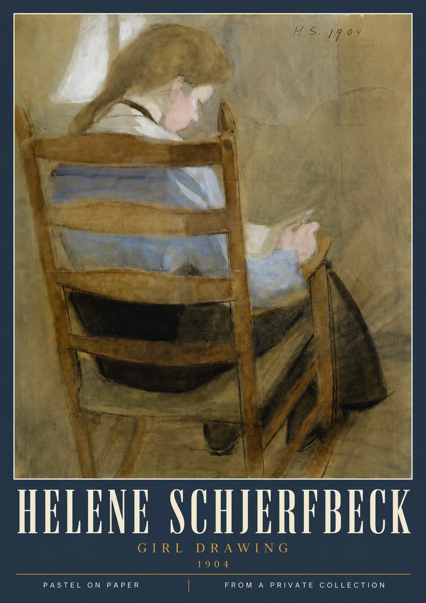 Helene Schjerfbeck Girl Drawing No4 - Juliste