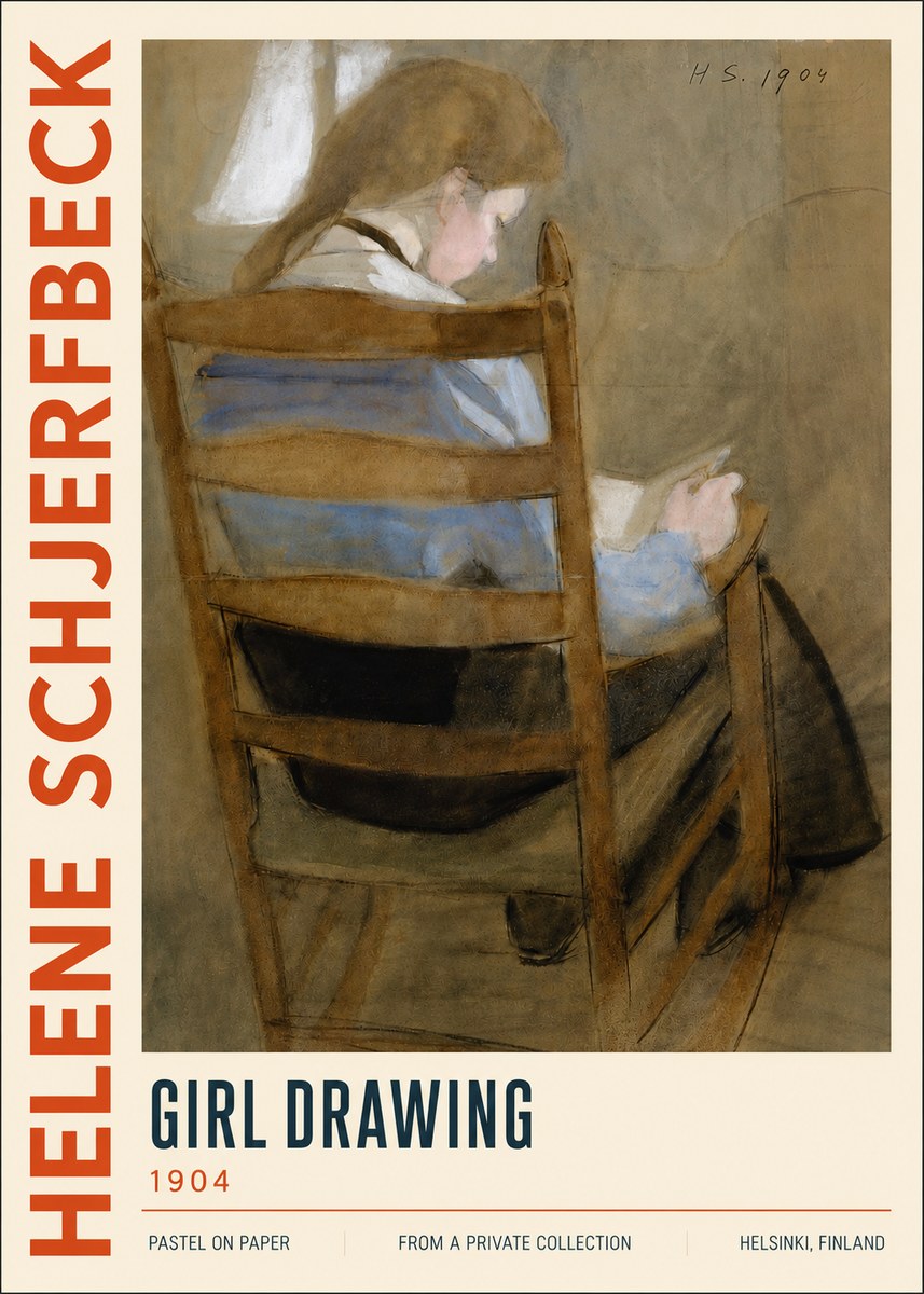 Helene Schjerfbeck Girl Drawing No5 - Juliste
