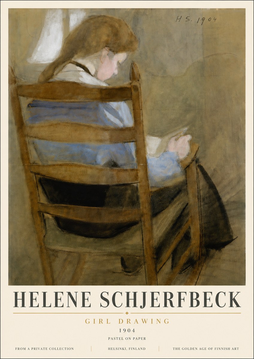 Helene Schjerfbeck Girl Drawing No6 - Juliste