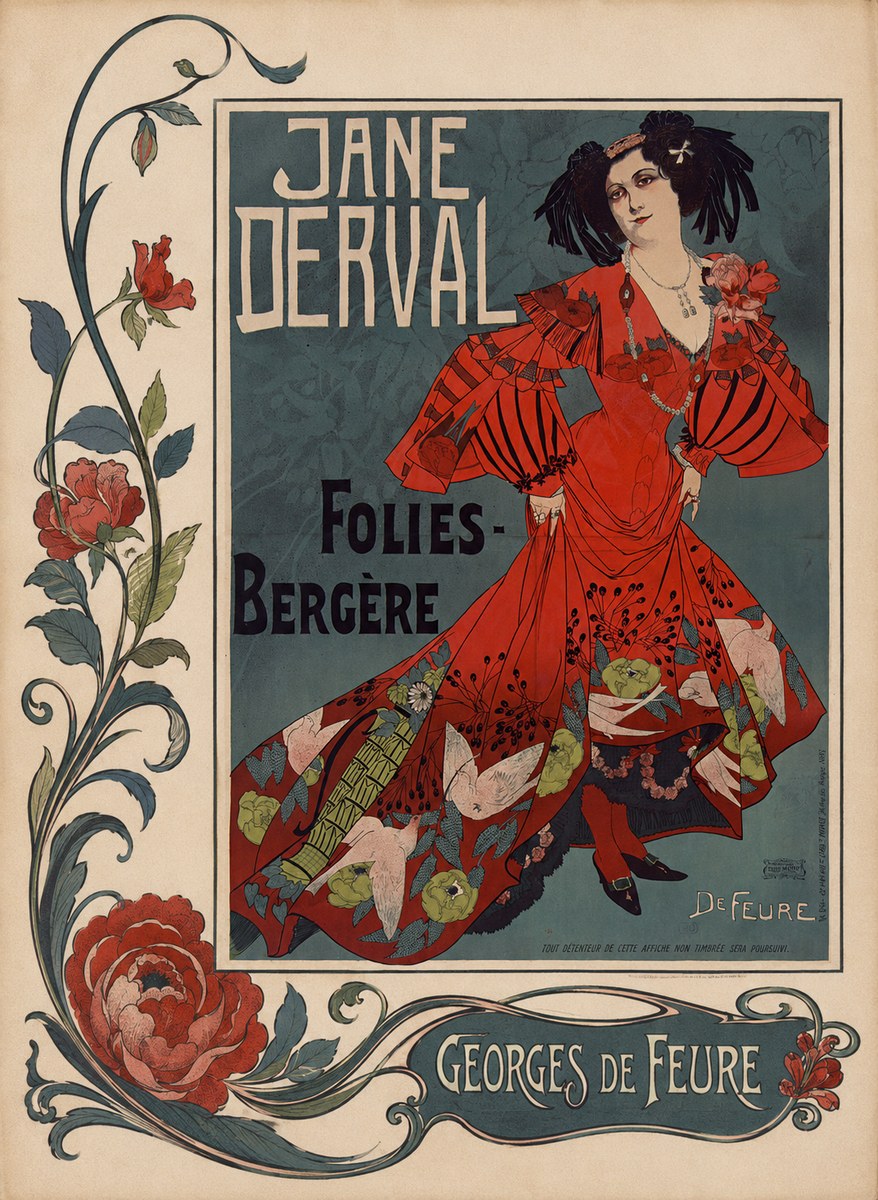 Georges de Feure Jane Derval - Folies-bergère I No2 - Juliste