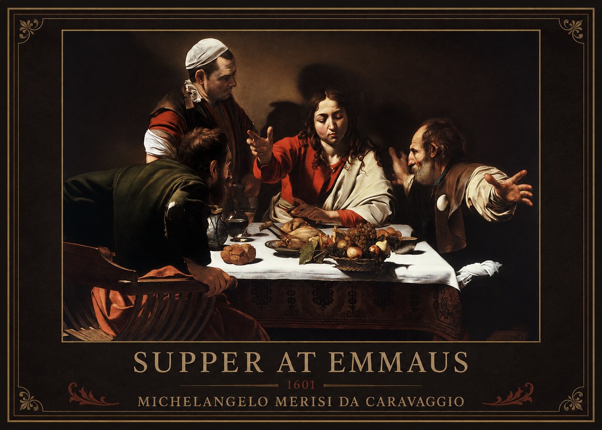 Michelangelo Merisi da Caravaggio Supper at Emmaus No1 - Juliste