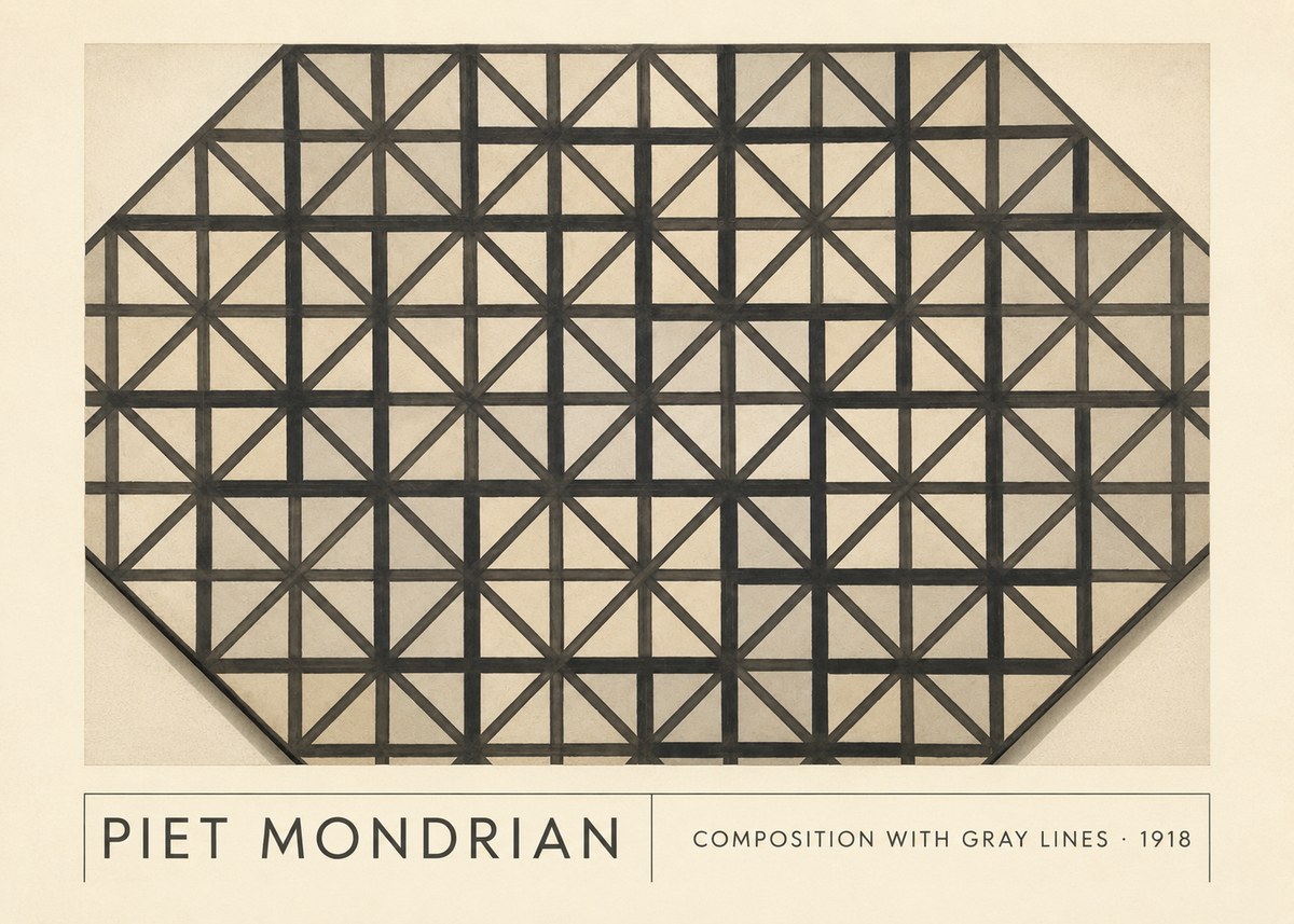 Piet Mondrian Composition with Gray Lines No1 - Juliste