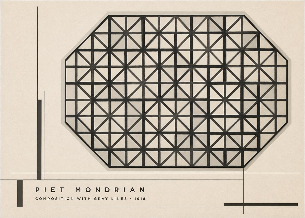 Piet Mondrian Composition with Gray Lines No2 - Juliste
