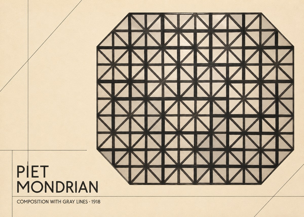 Piet Mondrian Composition with Gray Lines No6 - Juliste