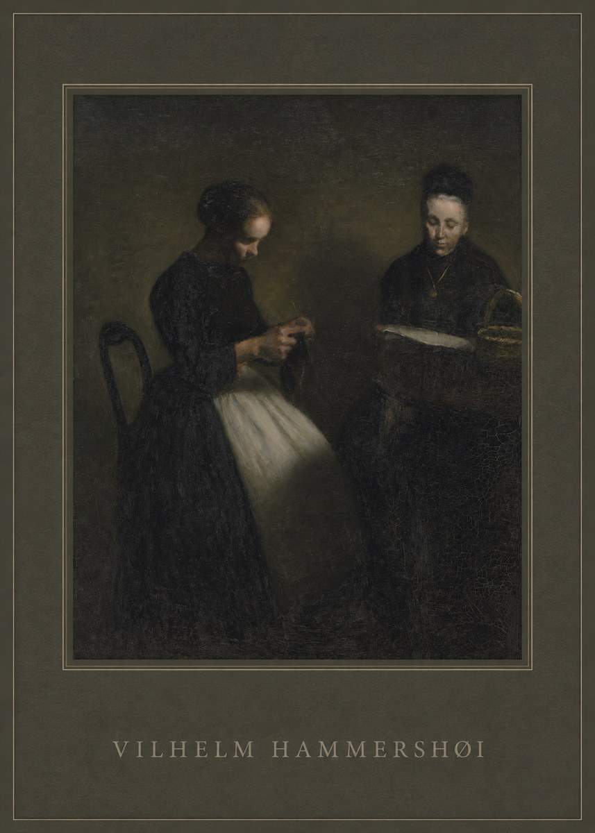 Vilhelm Hammershøi Two Women Knitting No4 - Juliste