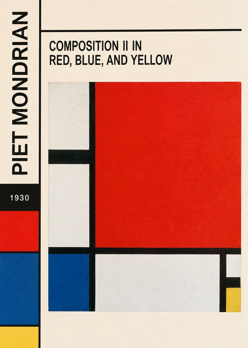 Piet Mondrian Composition Ii in Red, Blue, and Yellow No6 - Juliste