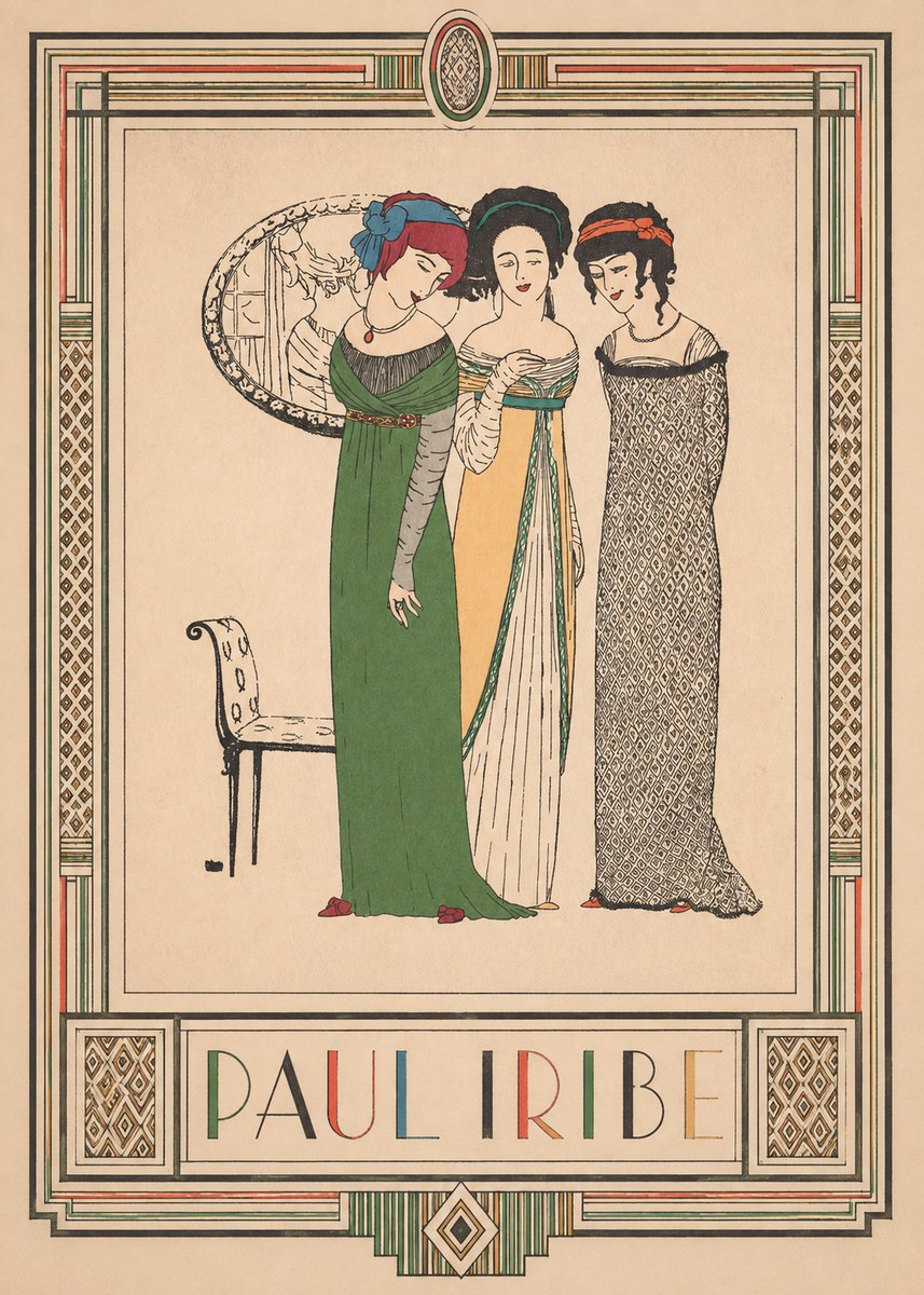 Paul Iribe Three Women in Fashion No3 - Juliste