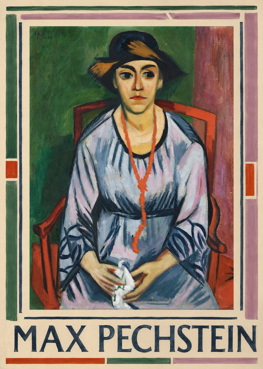 Max Pechstein Seated Woman with Hat No1 - Juliste