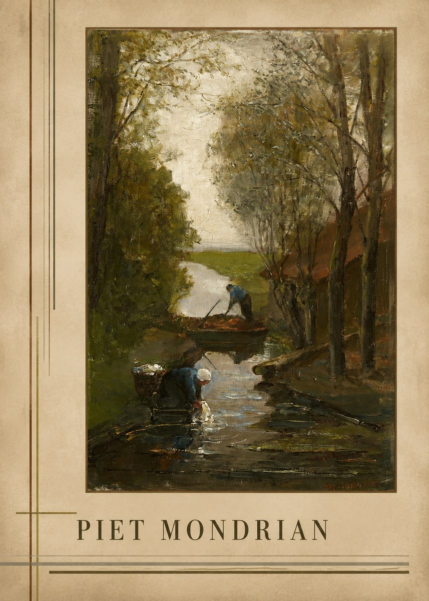 Piet Mondrian Washday on the Canal No3 - Juliste