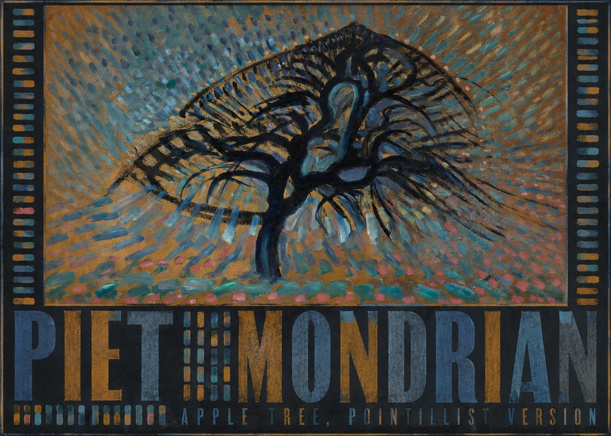 Piet Mondrian Apple Tree, Pointillist Version No5 - Juliste