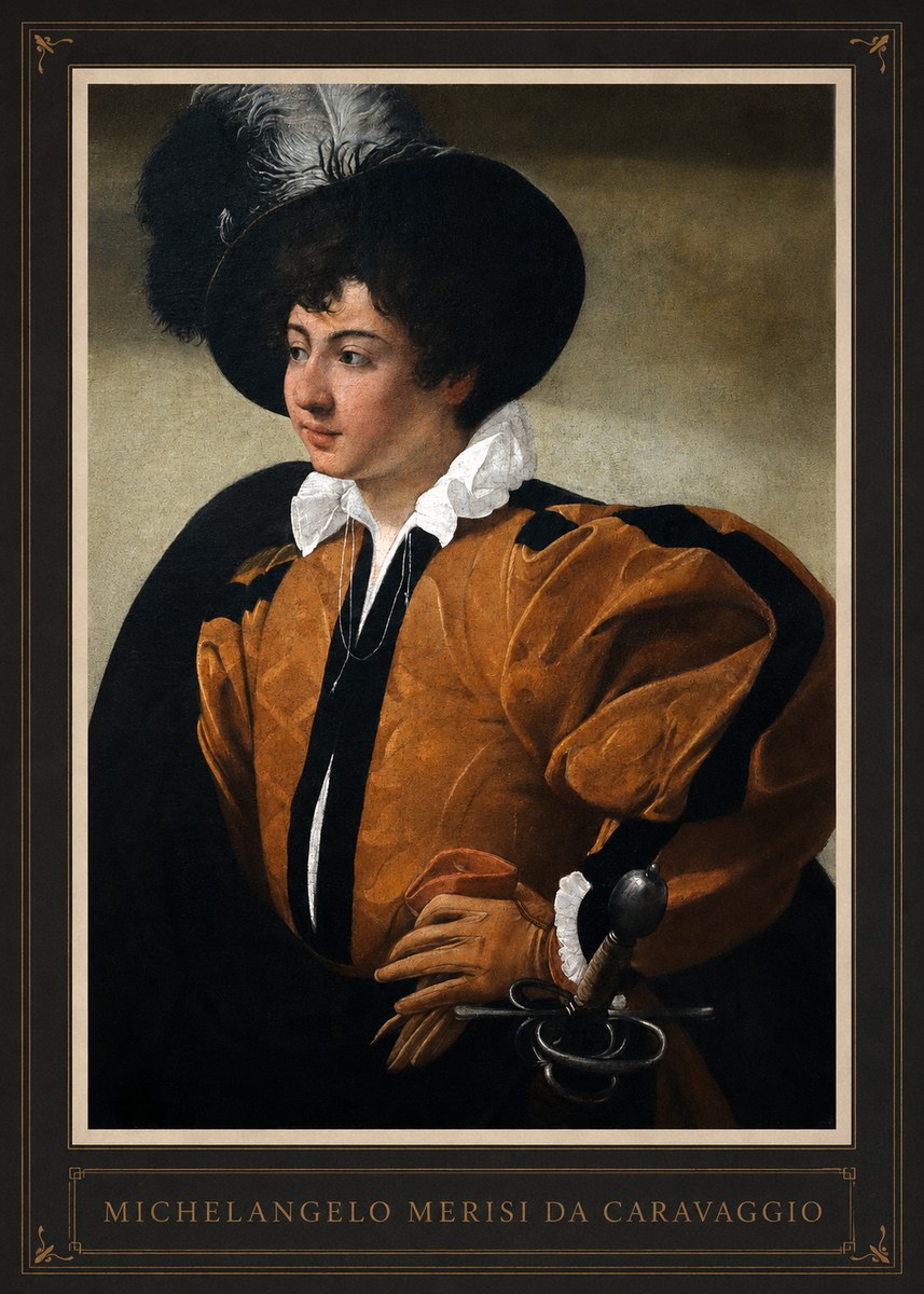 Michelangelo Merisi da Caravaggio Young Man with a Plumed Hat No1 - Juliste