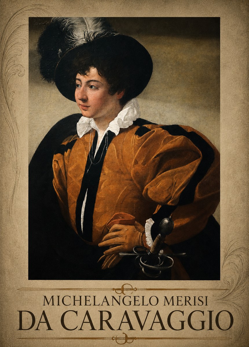Michelangelo Merisi da Caravaggio Young Man with a Plumed Hat No3 - Juliste