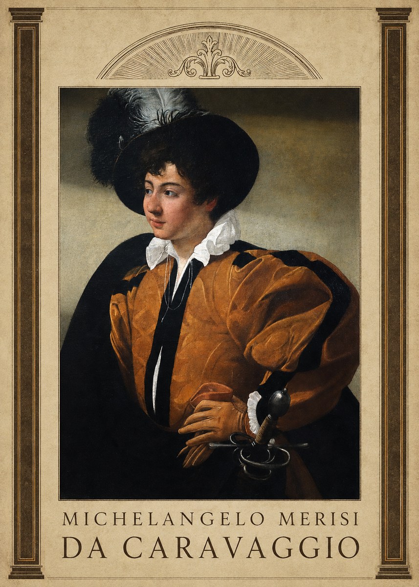 Michelangelo Merisi da Caravaggio Young Man with a Plumed Hat No5 - Juliste