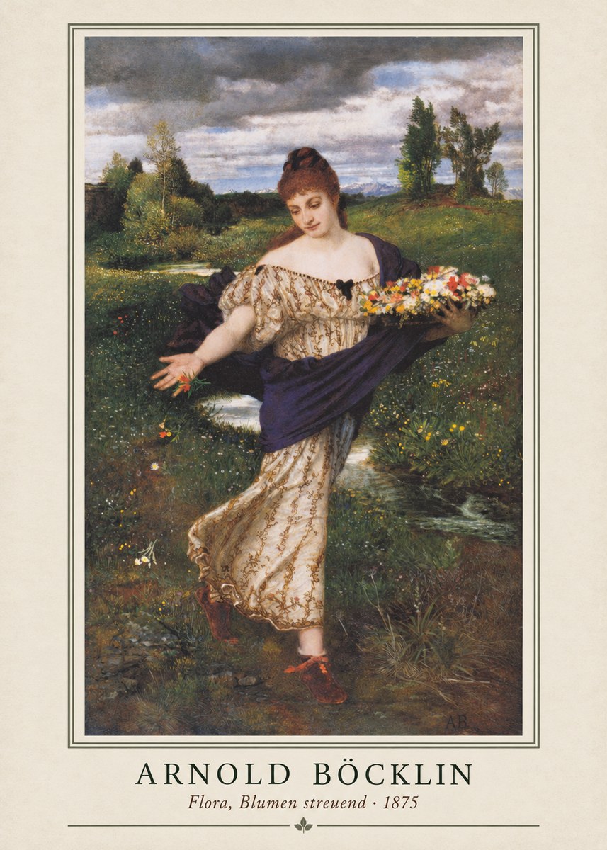 Arnold Böcklin Flora, Blumen Streuend I No1 - Juliste