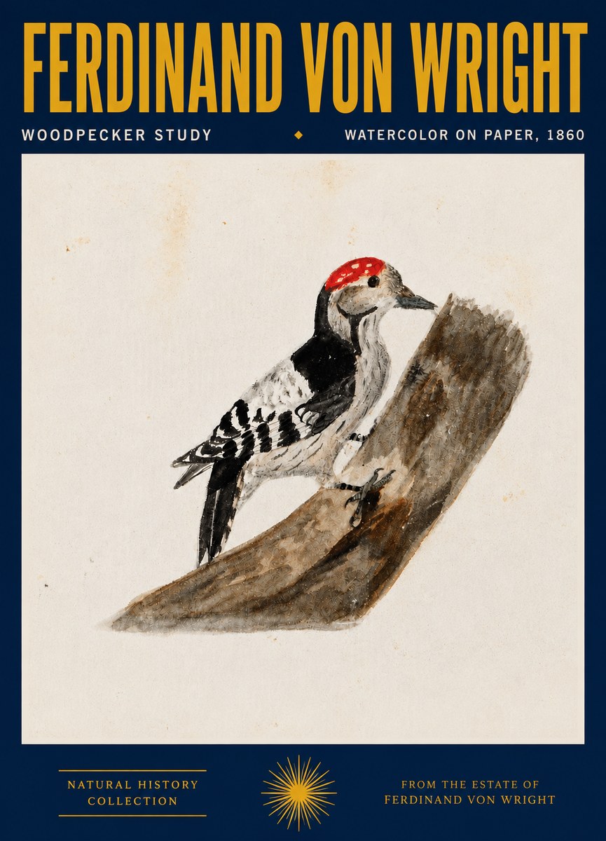 Ferdinand von Wright Woodpecker Study No4 - Juliste