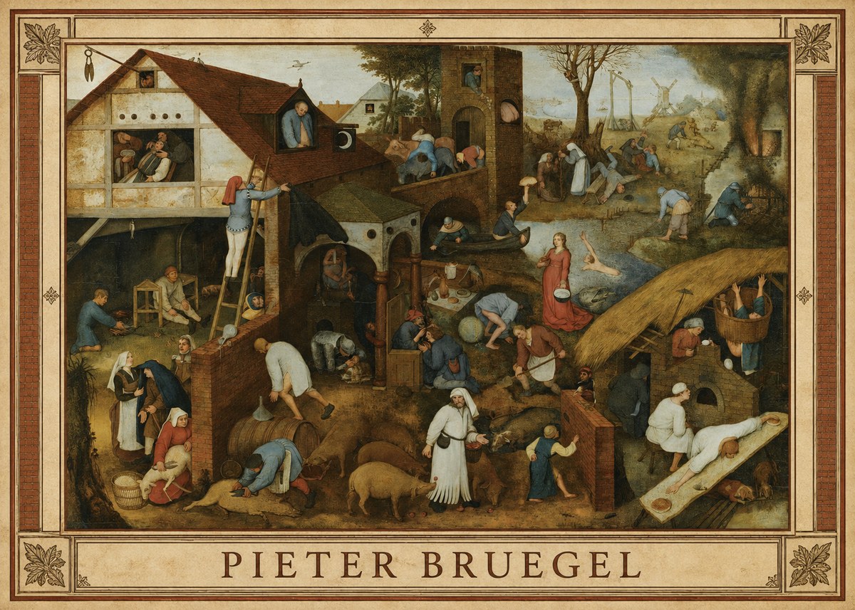 Pieter Bruegel Netherlandish Proverbs I No1 - Juliste