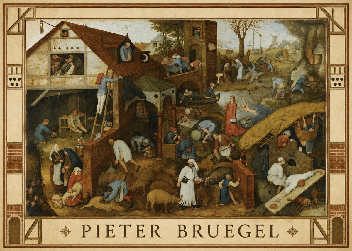 Pieter Bruegel Netherlandish Proverbs I No2 - Juliste
