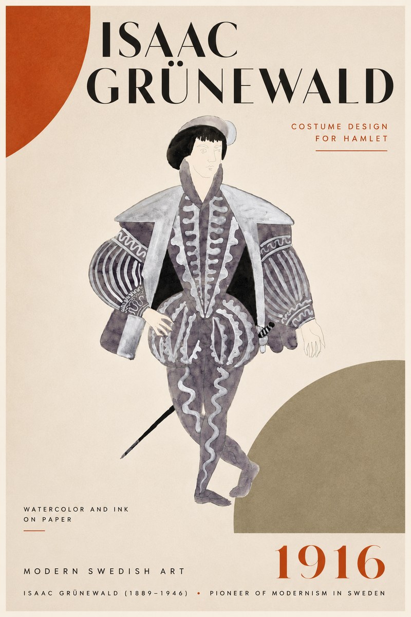 Isaac Grünewald Costume Design for Hamlet No5 - Juliste