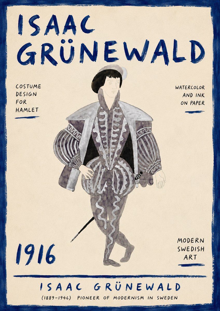Isaac Grünewald Costume Design for Hamlet No6 - Juliste