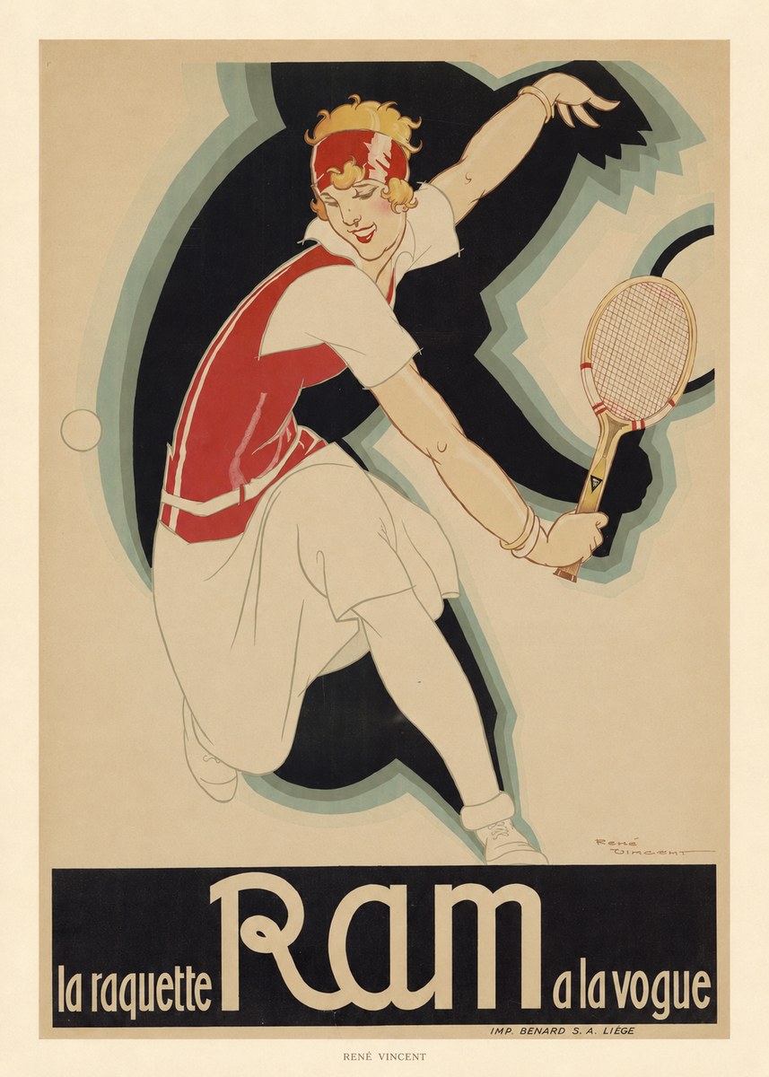 René Vincent Ram La Raquette À La Vogue No6 - Juliste