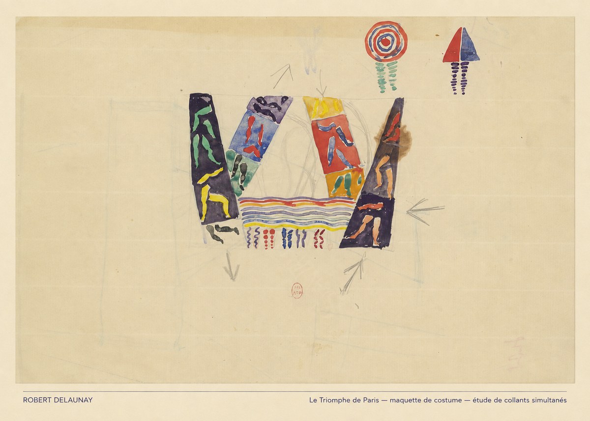Robert Delaunay Le Triomphe De Paris — Maquette De Costume — Étude De Collants Simultanés No5 - Juliste