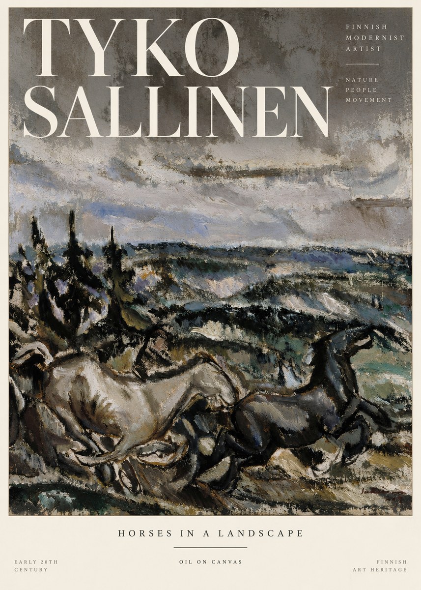 Tyko Sallinen Horses in a Landscape No3 - Juliste