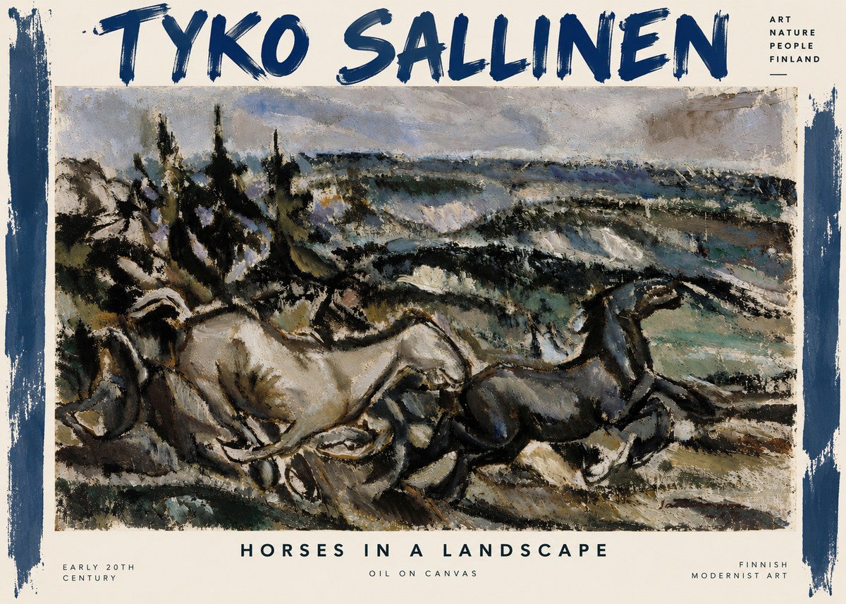 Tyko Sallinen Horses in a Landscape No4 - Juliste