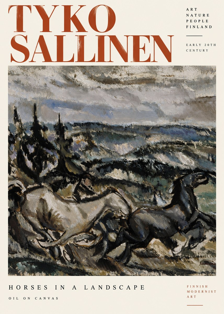 Tyko Sallinen Horses in a Landscape No6 - Juliste