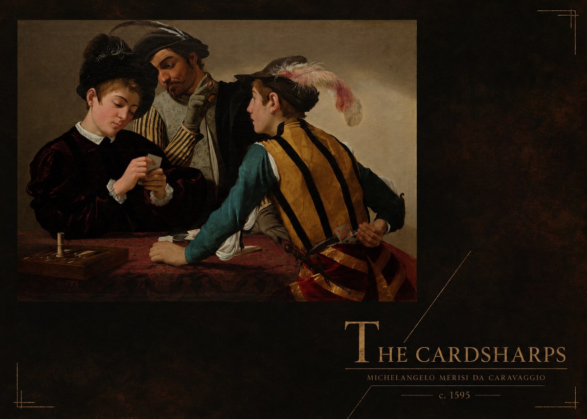 Michelangelo Merisi da Caravaggio The Cardsharps I No3 - Juliste