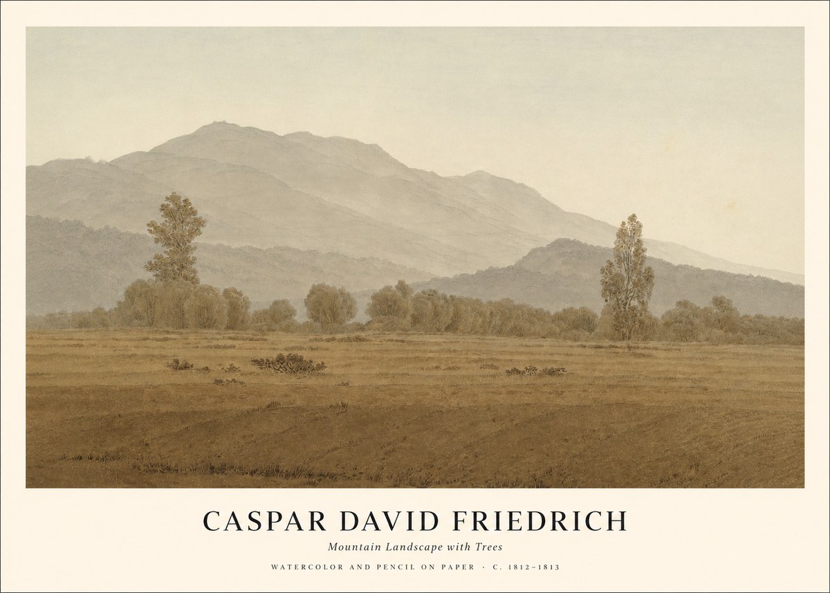 Caspar David Friedrich Mountain Landscape with Trees No1 - Juliste