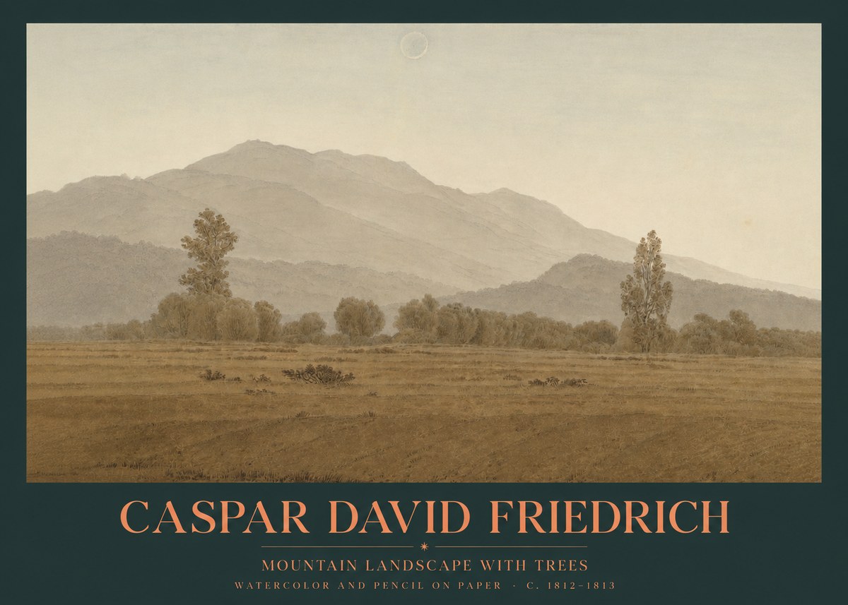 Caspar David Friedrich Mountain Landscape with Trees No2 - Juliste