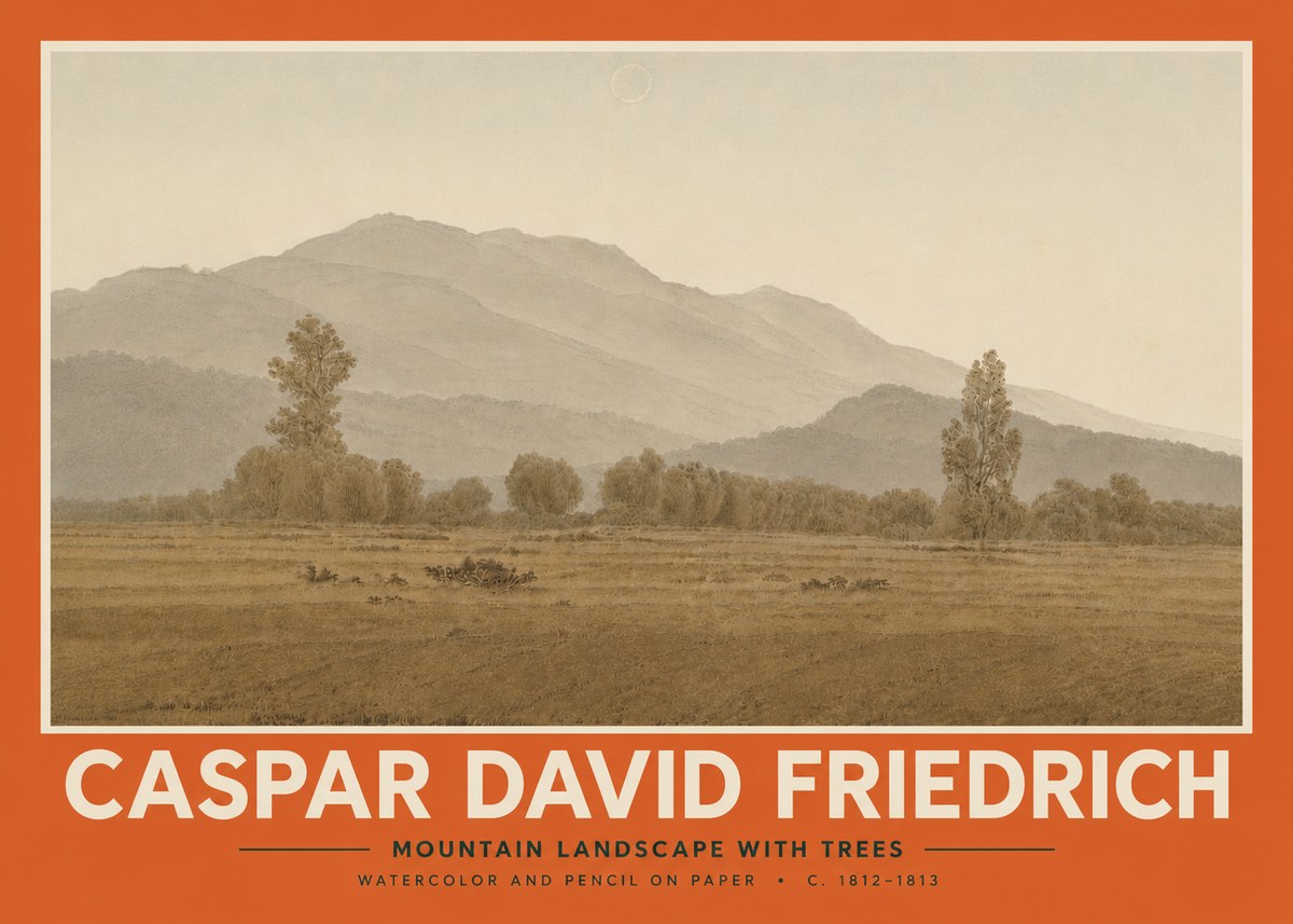 Caspar David Friedrich Mountain Landscape with Trees No5 - Juliste
