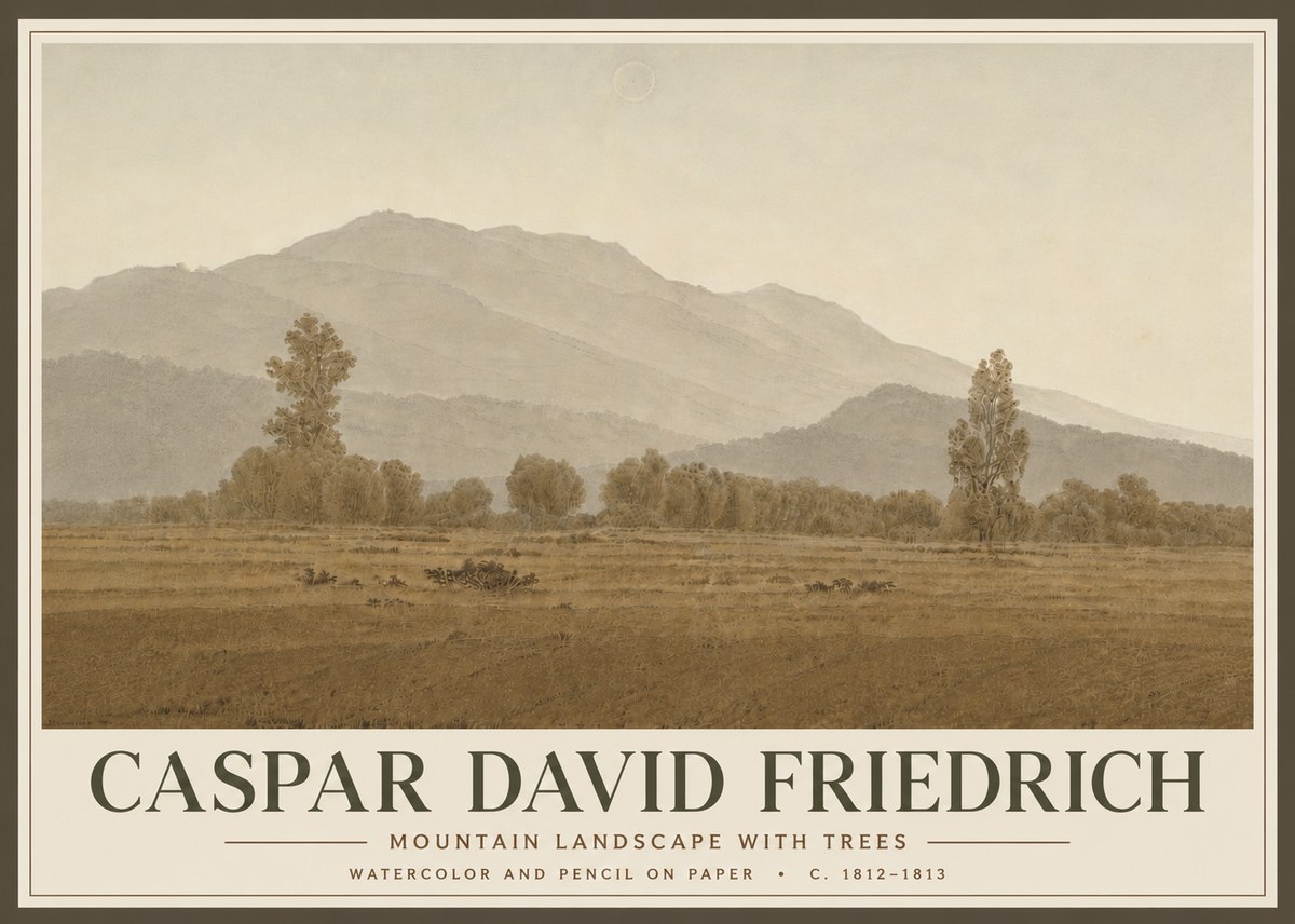 Caspar David Friedrich Mountain Landscape with Trees No6 - Juliste