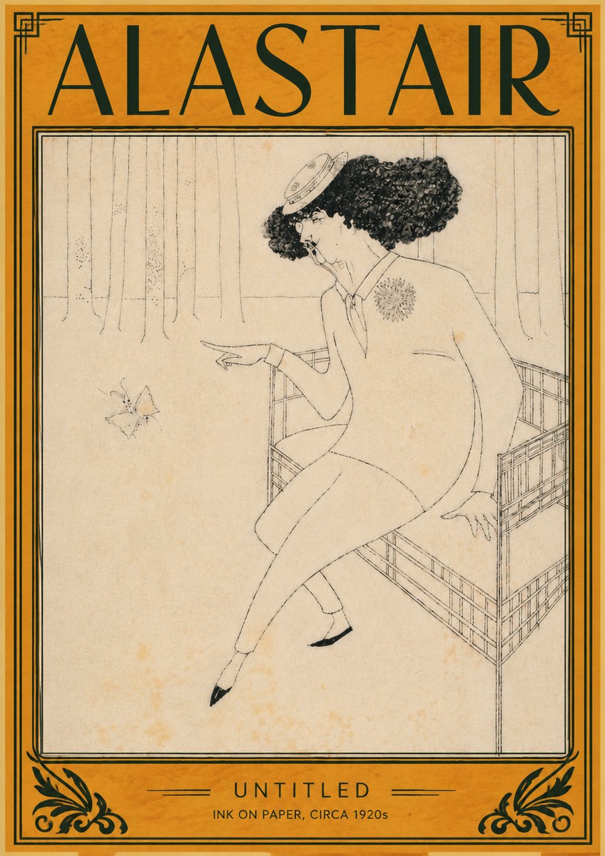 Alastair Lady with Butterfly No4 - Juliste