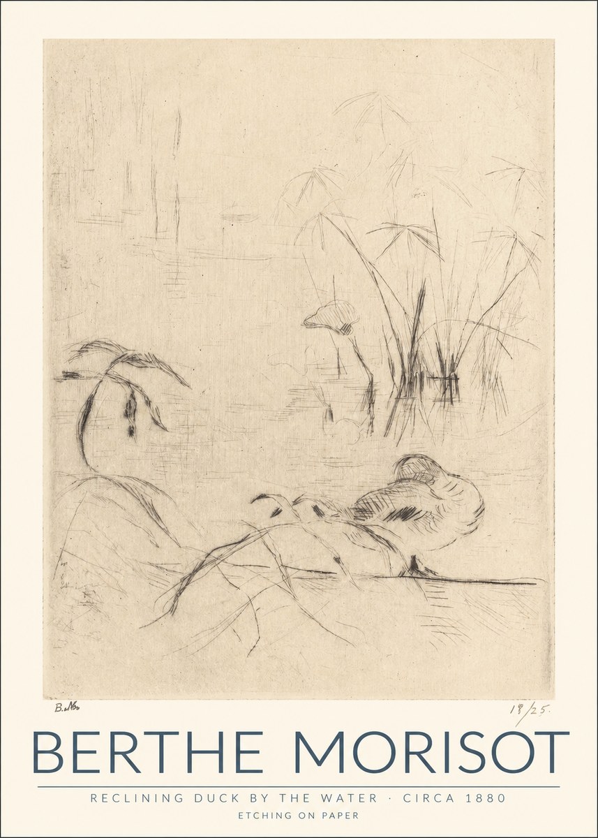 Berthe Morisot Reclining Duck by the Water No1 - Juliste