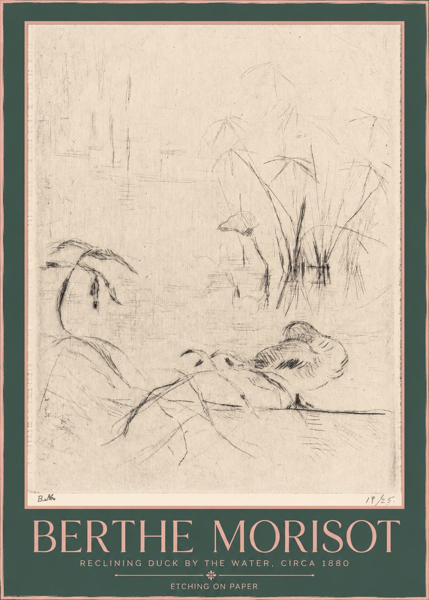 Berthe Morisot Reclining Duck by the Water No2 - Juliste