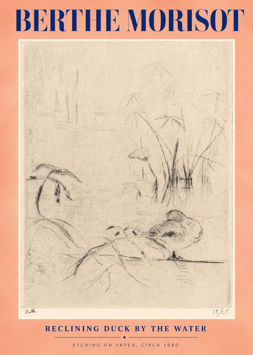 Berthe Morisot Reclining Duck by the Water No3 - Juliste