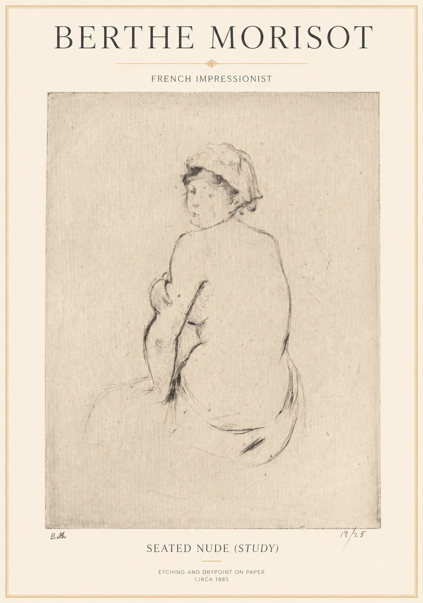 Berthe Morisot Seated Nude (Study) No1 - Juliste