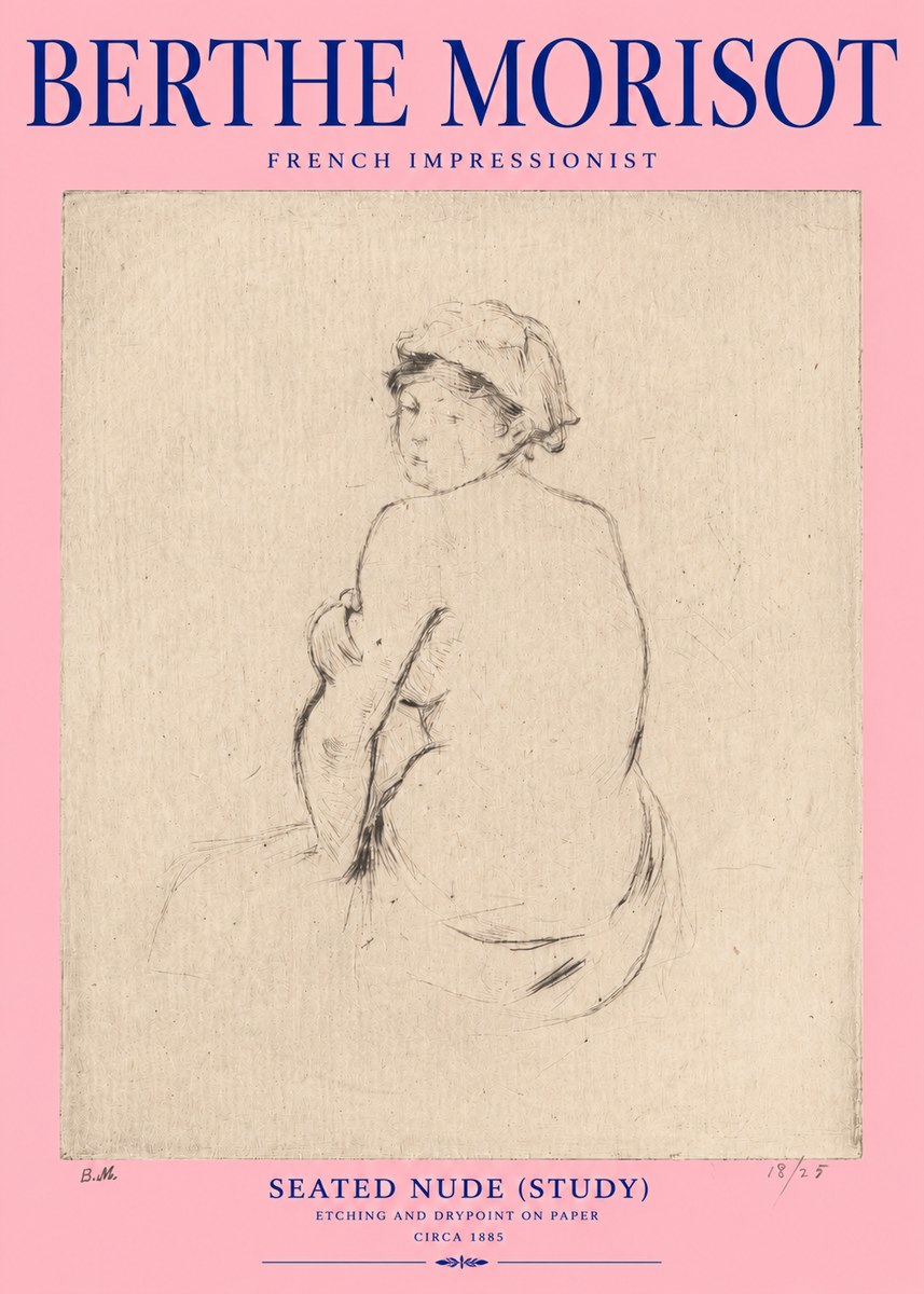 Berthe Morisot Seated Nude (Study) No2 - Juliste