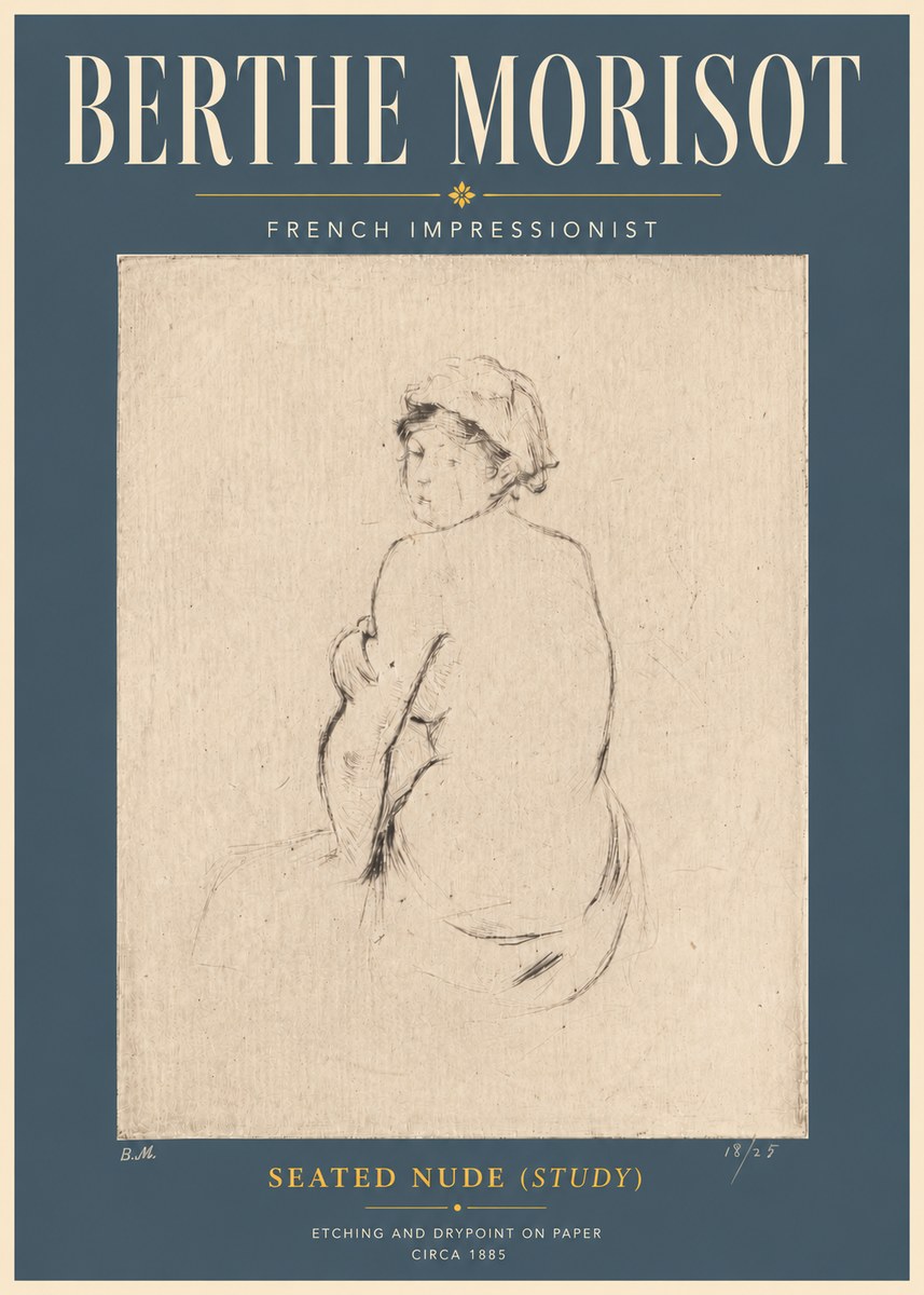 Berthe Morisot Seated Nude (Study) No6 - Juliste