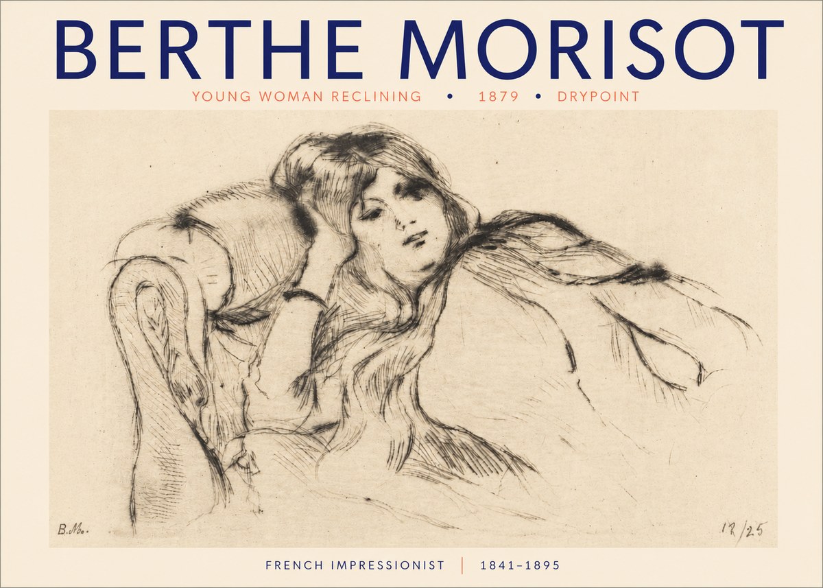 Berthe Morisot Young Woman Reclining II No3 - Juliste