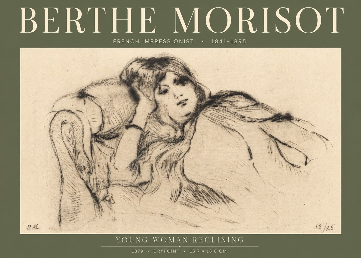 Berthe Morisot Young Woman Reclining II No4 - Juliste