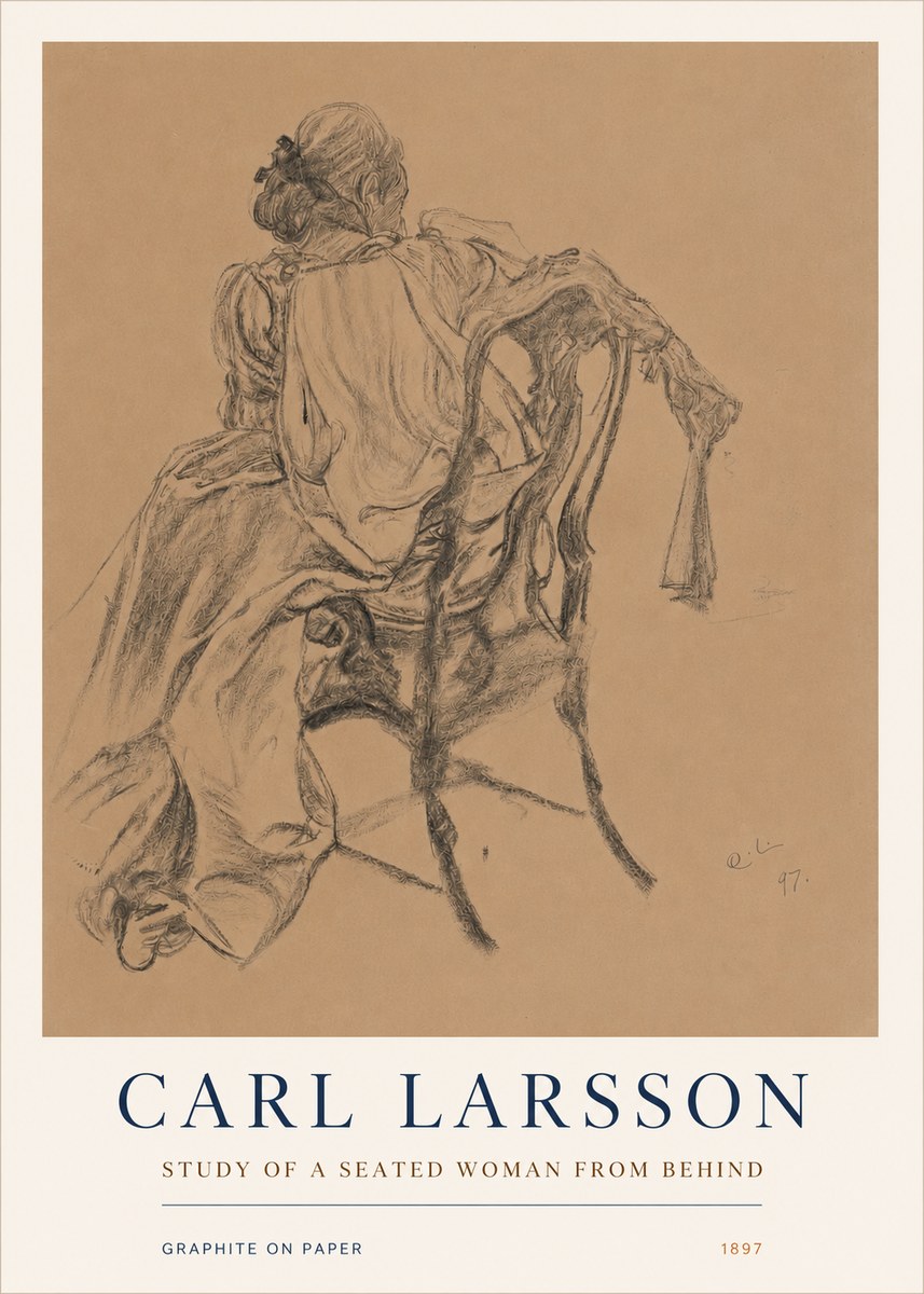 Carl Larsson Study of a Seated Woman from Behind No3 - Juliste